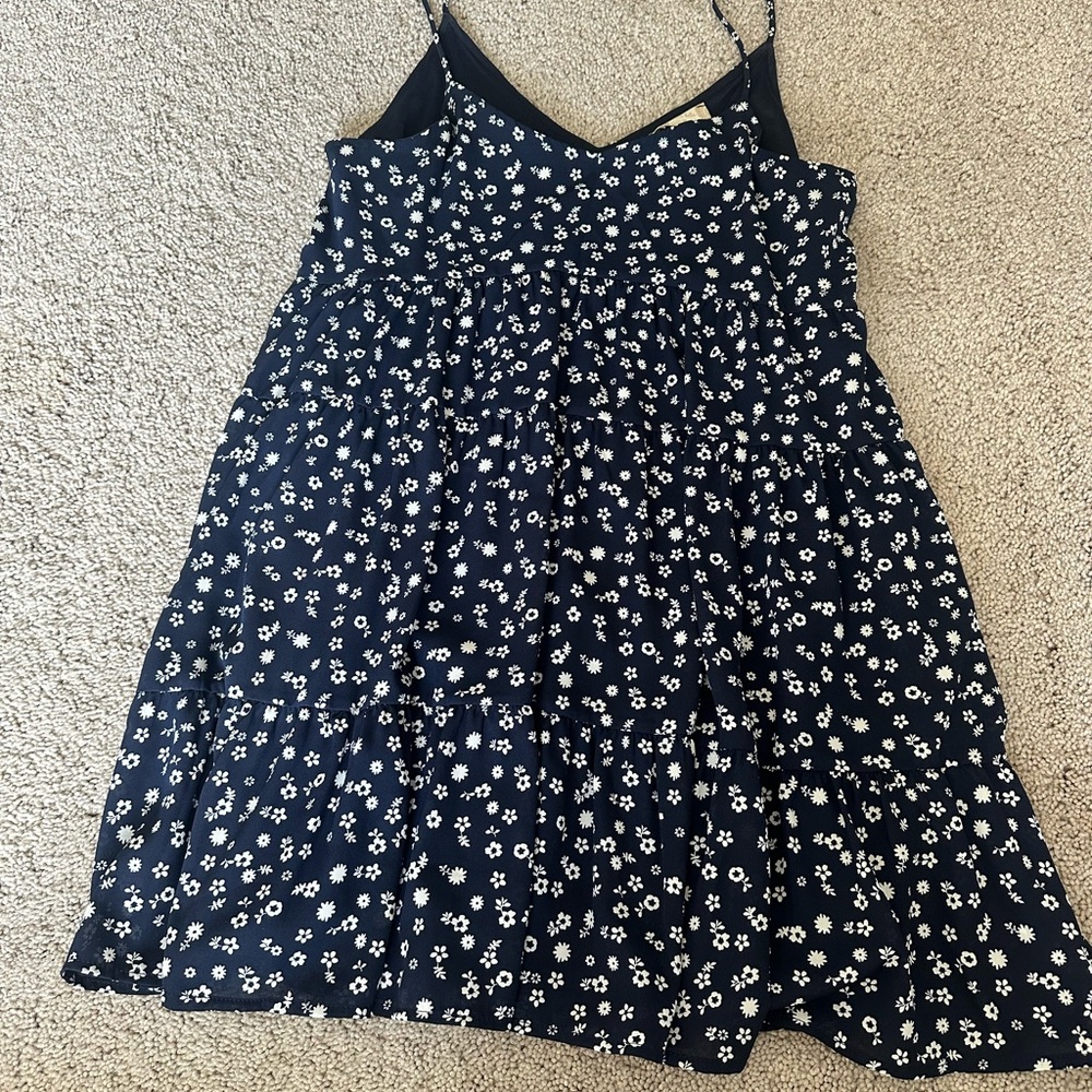 Altar'd State Black Floral Mini Dress with White Daisy Print